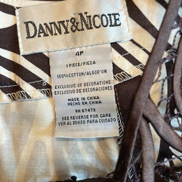 Danny & Nicole Womens Sleeveless Brown Cream Leaf Pattern Dress 4P - Picture 7 of 7